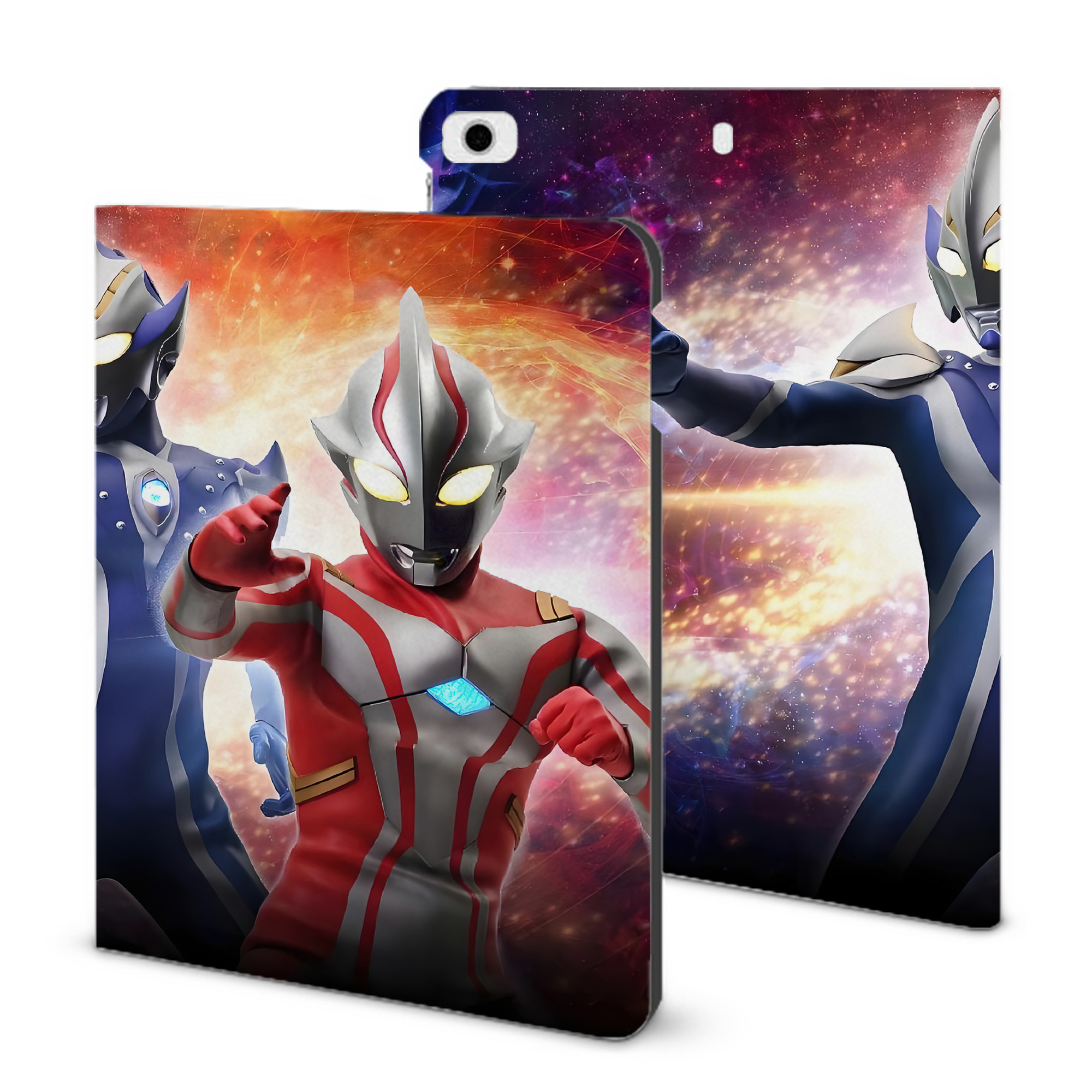 （画像用） ウルトラマン Ultraman IPad ケース ブック型 PUレザー TPU 耐衝撃 軽量 薄型 ペン収納なし 全面保護 IPad 各モデル対応